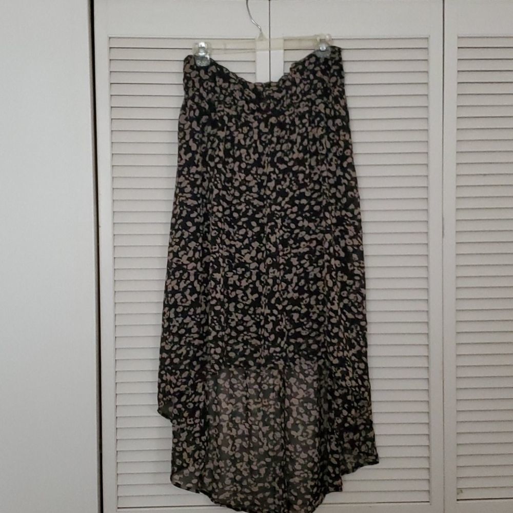 DECREE black & creme hi lo semi sheer dress